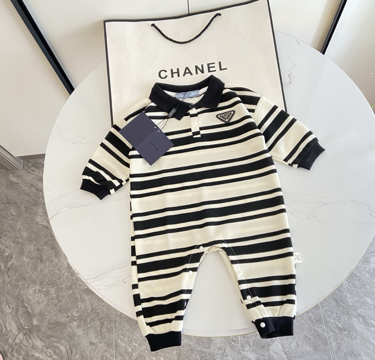 TRI STRIPE BABY ROMPER